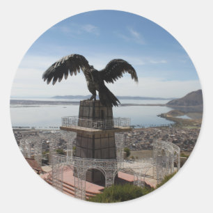 Condor Statue Lake Titicac Puno Peru Runder Aufkleber