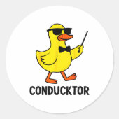 Conducktor Funny Duck Music Pun Orchestra Design  Runder Aufkleber (Vorderseite)