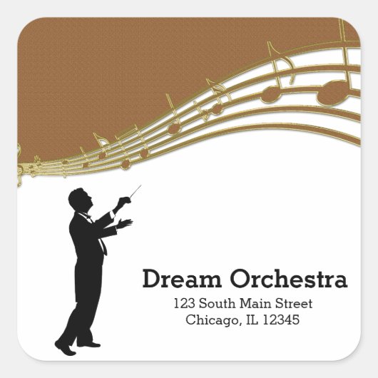 Conductor Orchestra Quadratischer Aufkleber (Vorderseite)