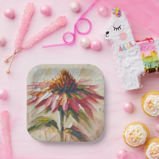 Cone-Blume Impasto-Malerei Pappteller (Party)