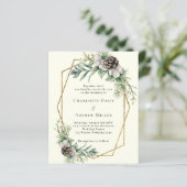 Cone Pine Green Geo Elfenbein Einladung zur Hochze (Stehend Vorderseite)