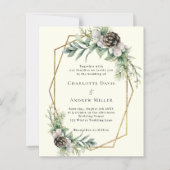 Cone Pine Green Geo Elfenbein Einladung zur Hochze (Vorderseite)