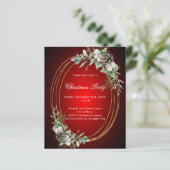 Cone Pine Red Gold Weihnachtszeit Party Einladung (Stehend Vorderseite)