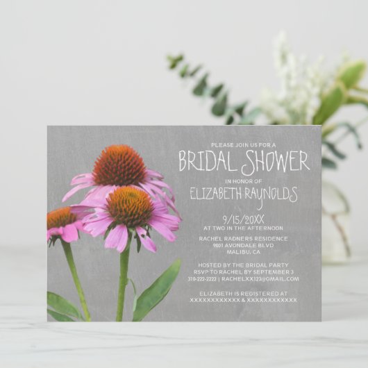 Coneflower Brautparty-Einladungen Einladung (Stehend Vorderseite)