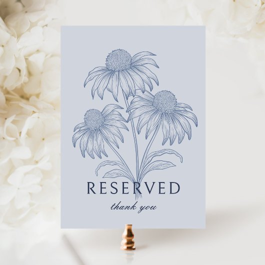 Coneflower Dusty Blue Wedding Reservierte Card Sig Einladung