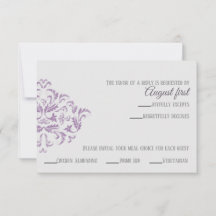 Coneflower Elegane Damask RSVP-Karte
