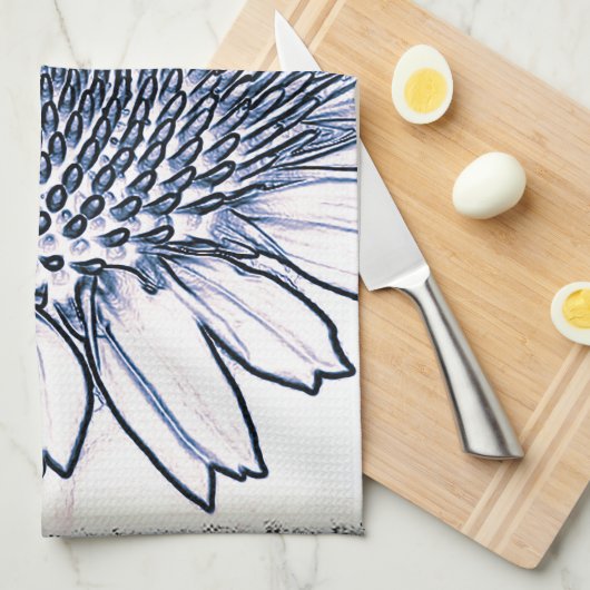 Coneflower Sketch Geschirrtuch (Viertel Falte)