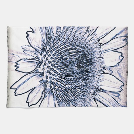 Coneflower Sketch Geschirrtuch (Horizontal)