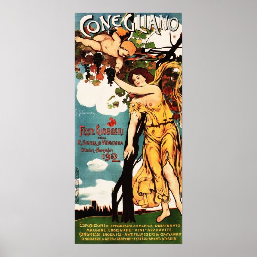 CONEGLIANO Italienisches Weinfestival 1902 Werbung Poster (Vorne)