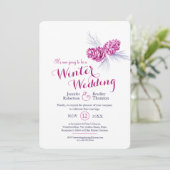 Cones Art Blue Pflum Winterhochzeit neu geplant Einladung (Stehend Vorderseite)