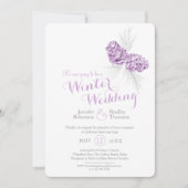 Cones Art lila grau Winterhochzeit neu geplant Einladung (Vorderseite)