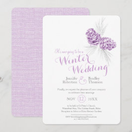 Cones Art lila grau Winterhochzeit neu geplant Einladung