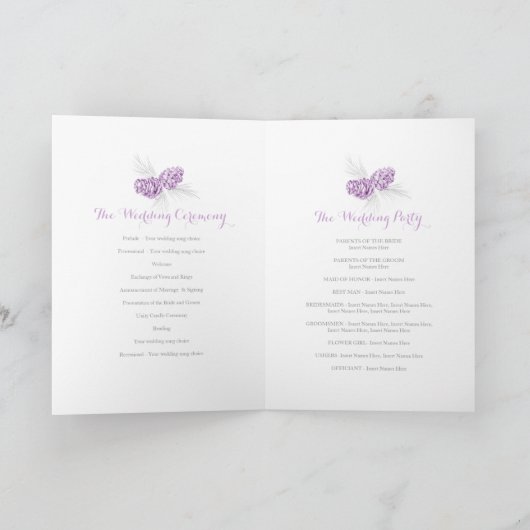 Cones lila graue Herbsthochzeiten Programm (Innenseite)