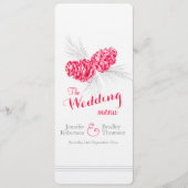 Cones Rot graue Winter Hochzeitsmenü Menükarte (Vorderseite)