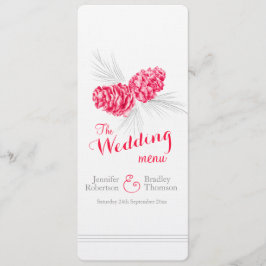 Cones Rot graue Winter Hochzeitsmenü Menükarte
