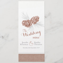 Cones Winter Hochzeit braune Abendmenü Menükarte