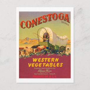 Conestoga Brand Western Gemüse Vintages Etikett Postkarte