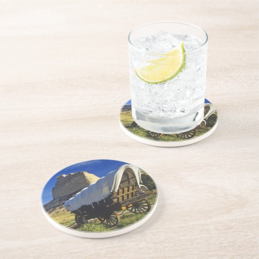 Conestoga Lastwagen an Scottsbluff Getränkeuntersetzer (Seite)