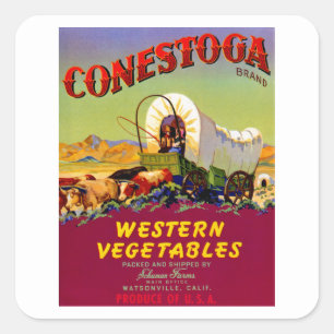 Conestoga Western Gemüse Quadratischer Aufkleber