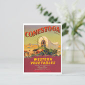 Conestoga Western Gemüse Vintages Kratetikett Postkarte (Stehend Vorderseite)