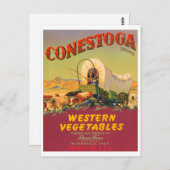 Conestoga Western Gemüse Vintages Kratetikett Postkarte (Vorne/Hinten)