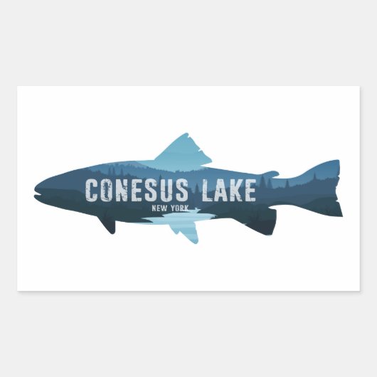 Conesus Lake New York Fish Rechteckiger Aufkleber (Vorderseite)