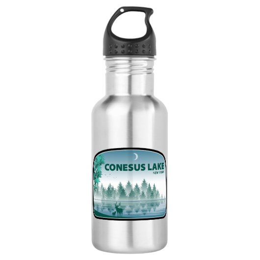 Conesus Lake New York Hirsche Edelstahlflasche (Vorderseite)