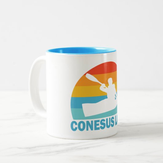 Conesus Lake New York Kayak Zweifarbige Tasse (Vorderseite Links)
