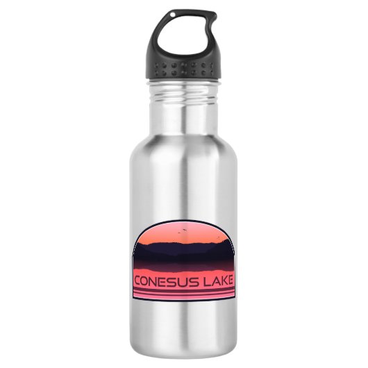 Conesus Lake New York Red Sunrise Edelstahlflasche (Vorderseite)