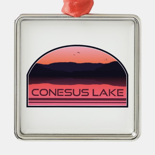Conesus Lake New York Red Sunrise Ornament Aus Metall (Vorne)