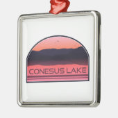 Conesus Lake New York Red Sunrise Ornament Aus Metall (Links)