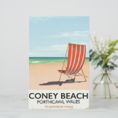 Coney Beach Porthcawl Wales Reiseplakat Briefpapier (Stehend Vorderseite)