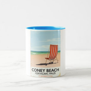 Coney Beach Porthcawl Wales Reiseplakat Zweifarbige Tasse