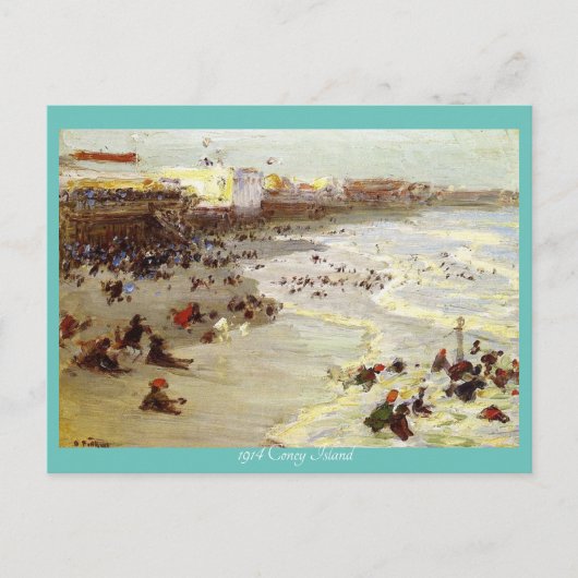 "Coney Island 1914, by EH Potthast" Postkarte (Vorderseite)