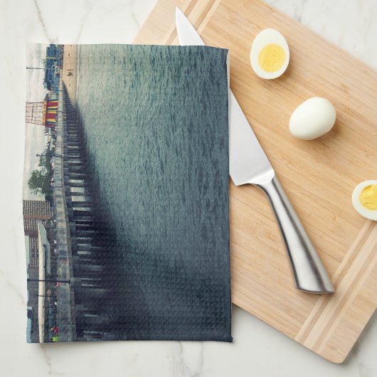 Coney Island Beach Panorama Geschirrtuch (Viertel Falte)