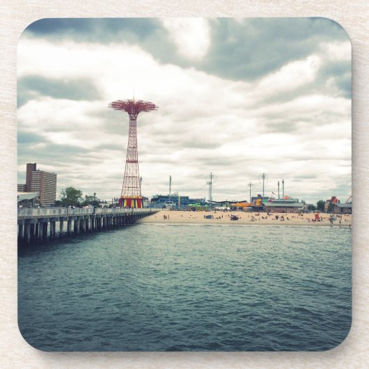 Coney Island Beach Panorama Getränkeuntersetzer (Vorderseite)