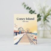 Coney Island Boardwalk USA Postkarte (Stehend Vorderseite)