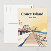 Coney Island Boardwalk USA Postkarte (Vorne/Hinten)