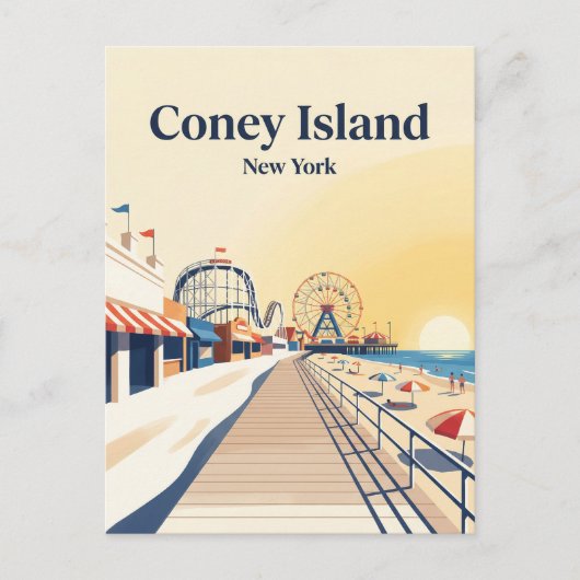 Coney Island Boardwalk USA Postkarte (Vorderseite)