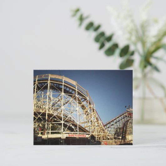 Coney Island Cyclone Roller Untersetzer, Brooklyn Postkarte (Stehend Vorderseite)