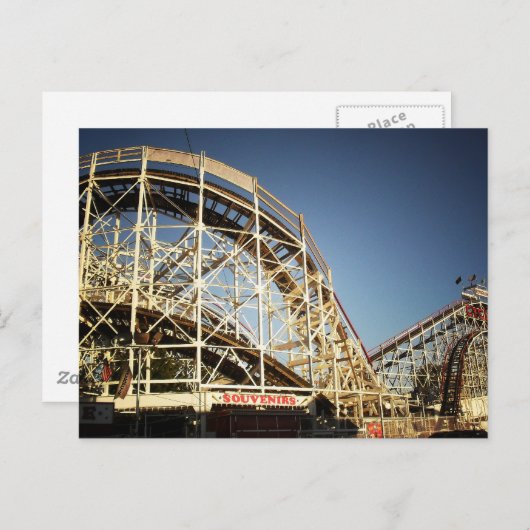 Coney Island Cyclone Roller Untersetzer, Brooklyn Postkarte (Vorne/Hinten)