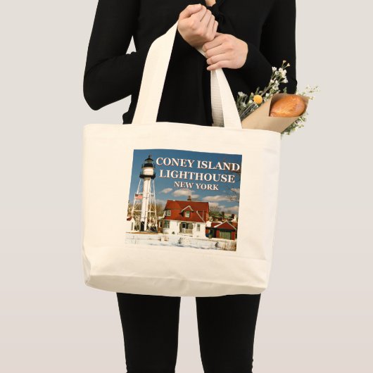 Coney Island Lighthouse, New York Jumbo Tote Bag Stoffbeutel (Vorderseite (Produkt))