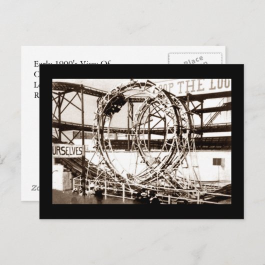 Coney Island Loop Loop Roller Untersetzer Postcard Postkarte (Vorne/Hinten)
