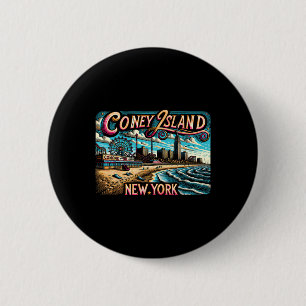 Coney Island New York Reise Sommer Familienurlaub Button