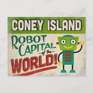 Coney Island New York Roboter - Lustige Vintage Postkarte