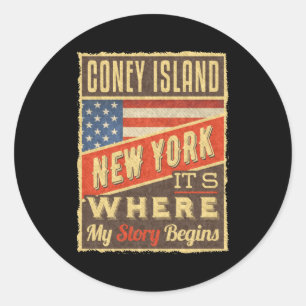 Coney Island New York Runder Aufkleber