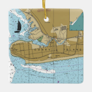 Coney Island NY Chart Keramikornament