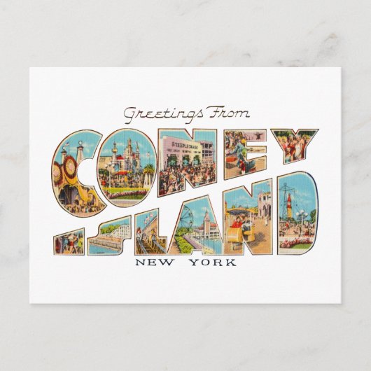 Coney Island NY Postkarte (Vorderseite)