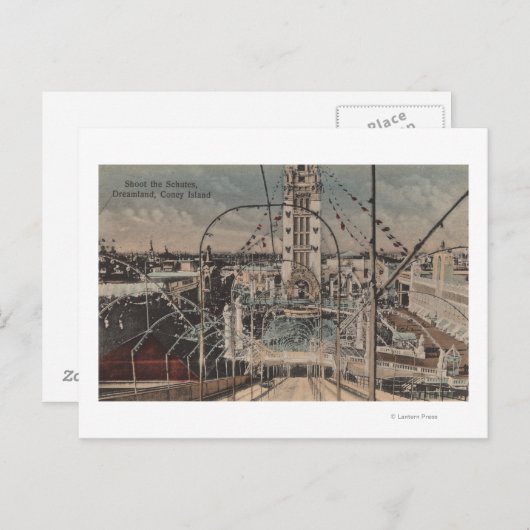 Coney Island, NY - Shoot the Schutes Ride Postkarte (Vorne/Hinten)