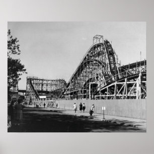 Coney Island Roller Coaster-1826587.bw.jpg Poster